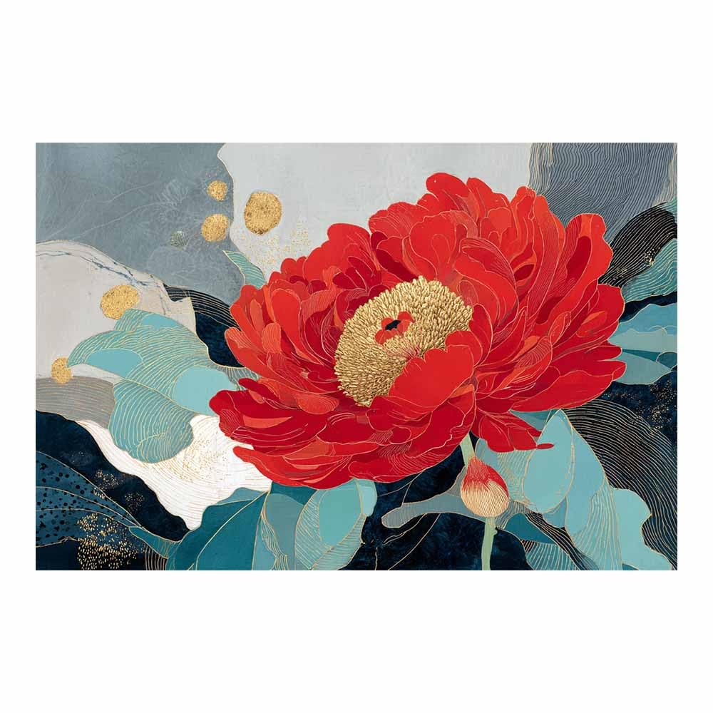 Hoqiu Multicolor Flowers Wall Canvas Red Peony Artwork Artwork, Wall Decoration Living Room Bedroom Hallway Stairs Decoration.(Multicolor)-30X40cm Unframed