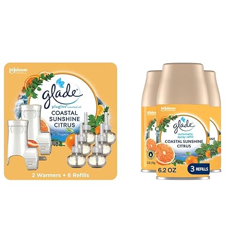Glade PlugIns - Kit de iniciación de ambientador, aceites esenciales y perfumados para el hogar y el baño, cítricos costeros y recambio automático