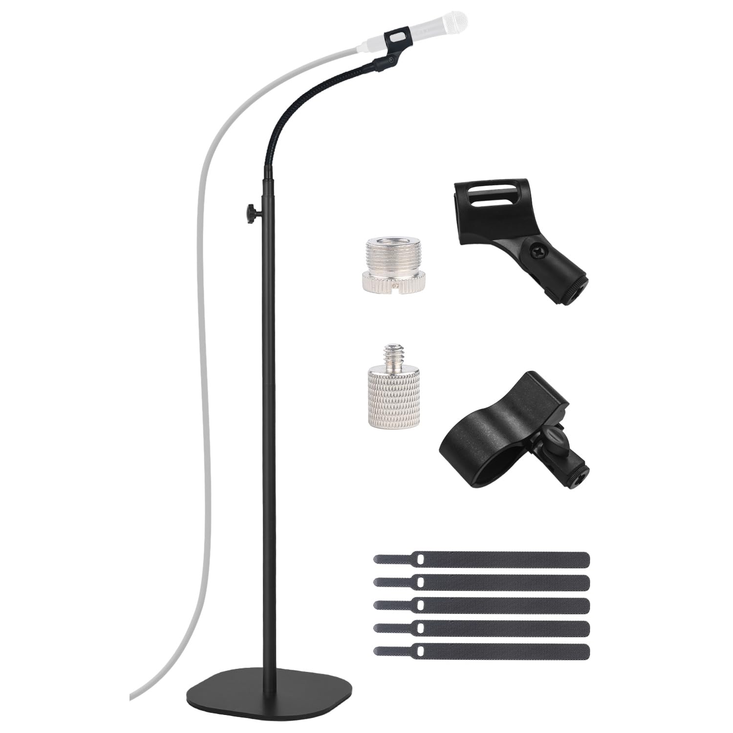 Microphone Stand, Gooseneck Mic Stand Floor for Singing Height Adjustable from 36" to 66" with Heavy Duty Base for Samson Q2U Fifine AM8 Blue Yeti Elgato AT2020 AT2040