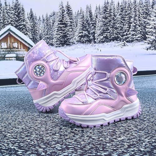Girls Snow Boots Resistant Outdoor Warm Ankle Winter Shoes Toddler/Little Kid Snow Boots For Boys Size 4.5 Big Kid2