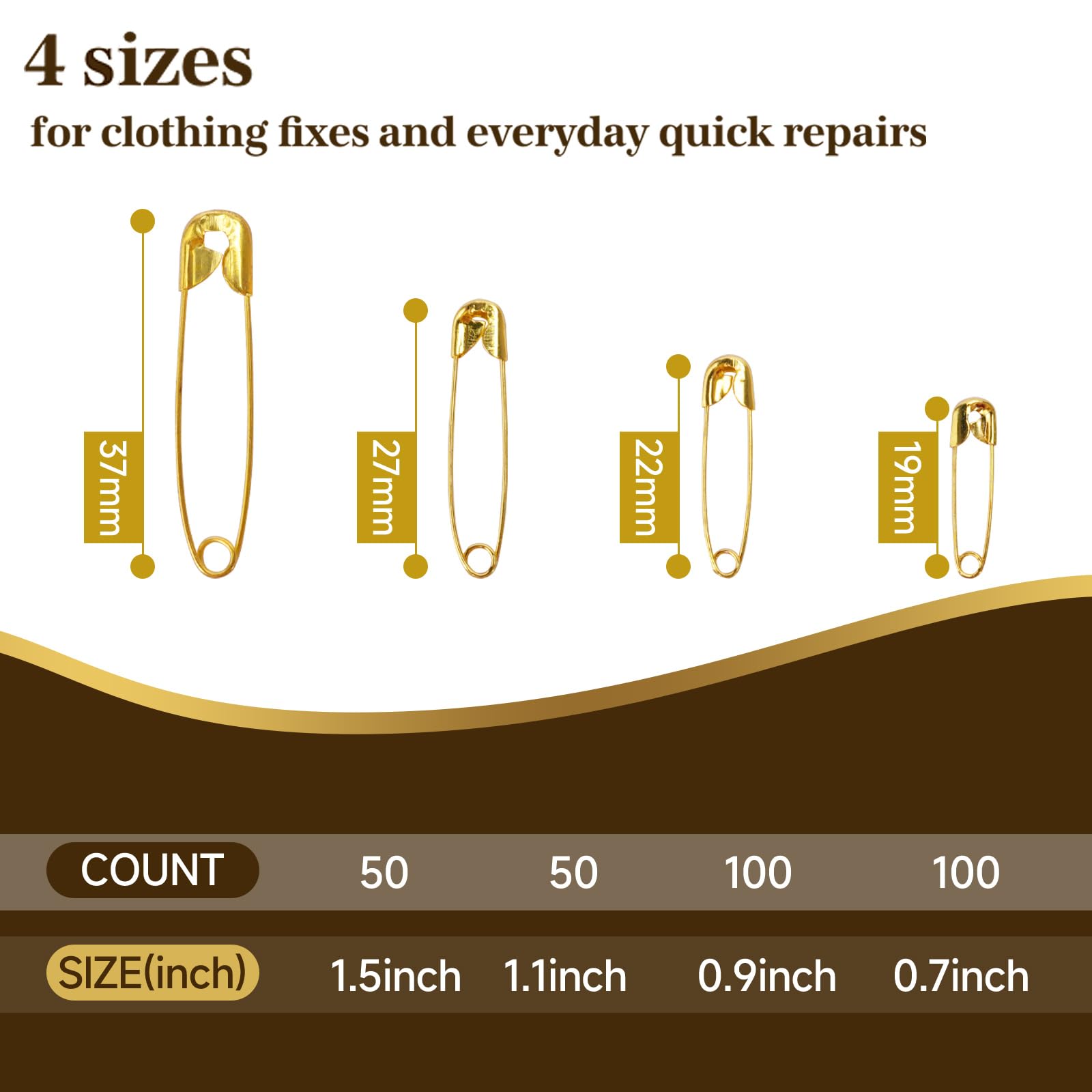Paul Smith SAFETY PINS カットソー　サイズL Amazon.com: Optomni 300 Pack Gold Safety Pins Assorted Sizes (19mm