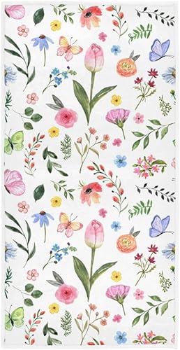 ALAZA Toalla de mano floral para primavera y verano toalla de cocina con flores botánicas toalla de algodón para la cara decoración de baño 30 x 15
