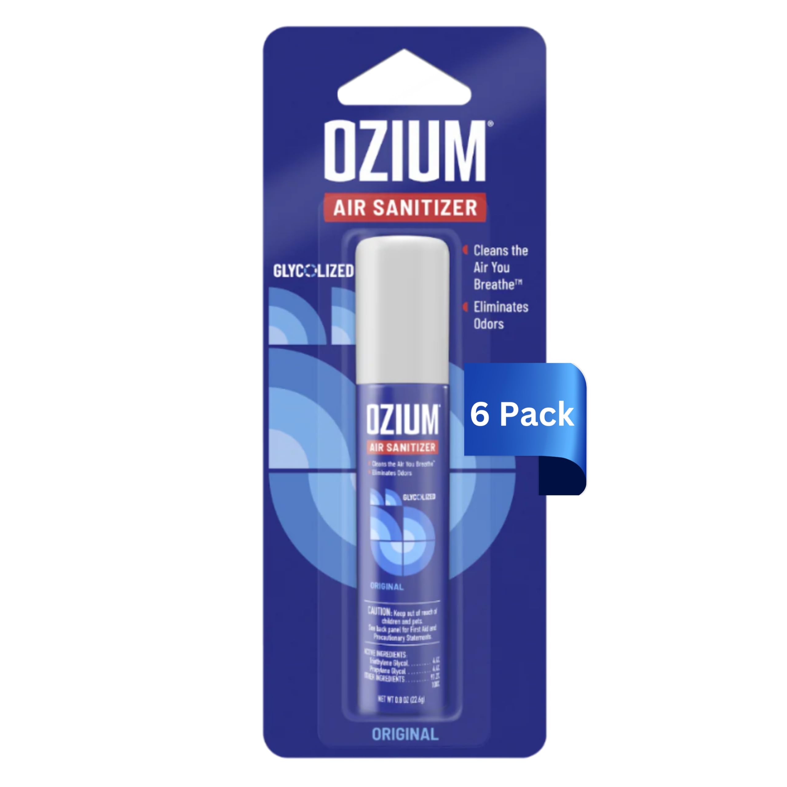 Ozium 0.8 oz. Air Sanitizer & Odor Eliminator for Homes, Cars, Offices and More, Original Scent, Pack of 6