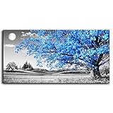 wall art for living room Simple Life Blue moon tree landscape Abstract painting office Wall Decor 20