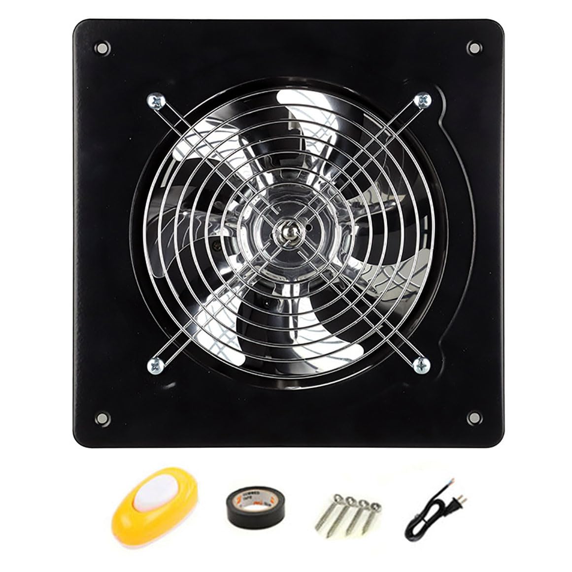 FkYstrix Ceiling and Wall Mounted Extractor Ventilation Fan Blower Window Fan with Backdraft Damper and Power Cord for Kitchen Attic Garage Basement, 10inch