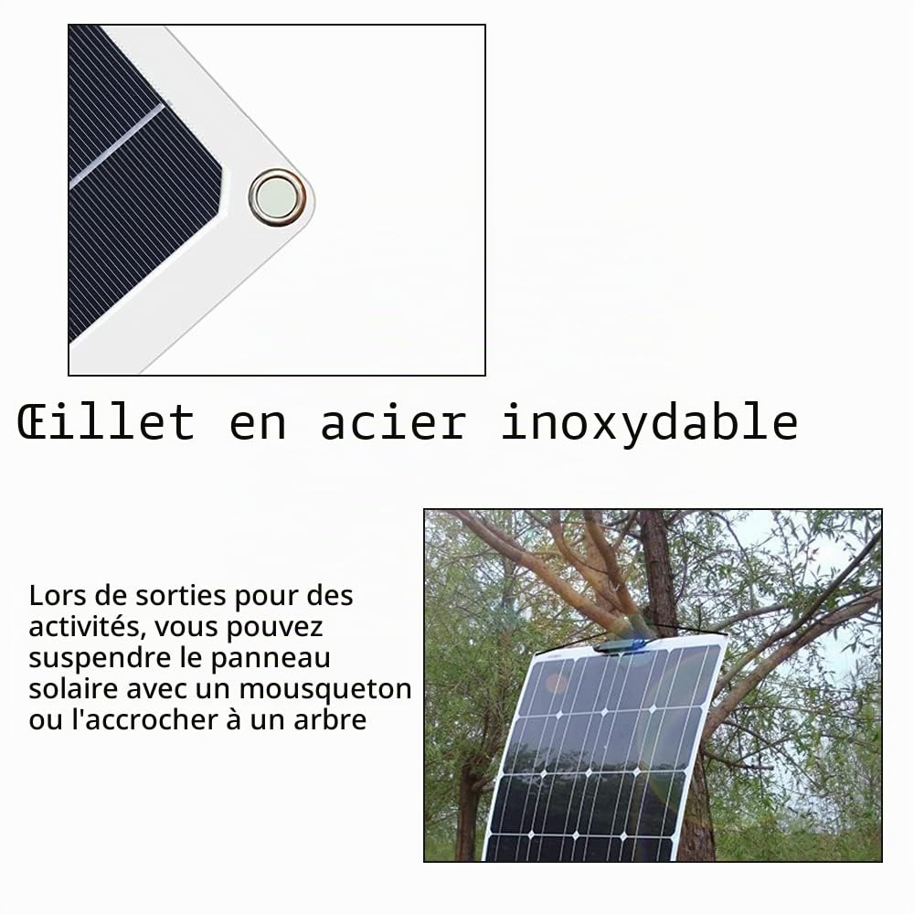 200W Flexible Panneau Solaire Kit Monocristallin avec contrôleur 20A Sortie USB pour charger les Batteries 12V 24V (gel AGM ventilé) pour camping-car, caravane, bateau, toits