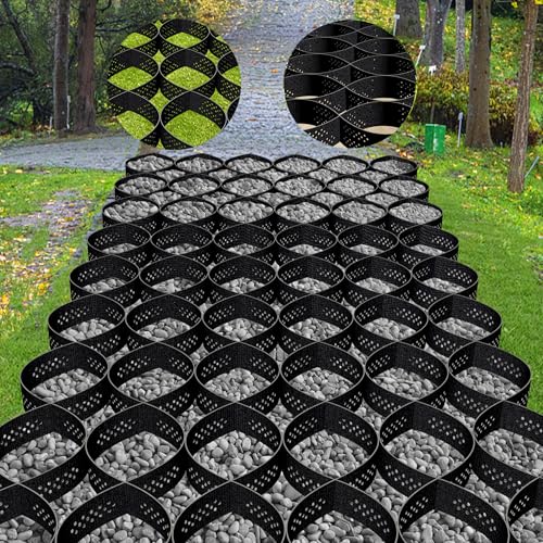 Gravel Grid 2" Depth Geo Ground Grid 9x17FT, Geo Cell Gravel Stabilizer Grid 1885 LBS Per Sq ft, Foldable Geogrid Driveway Stabilization System for Walkway Landscaping Shed Base Slope & Pathways