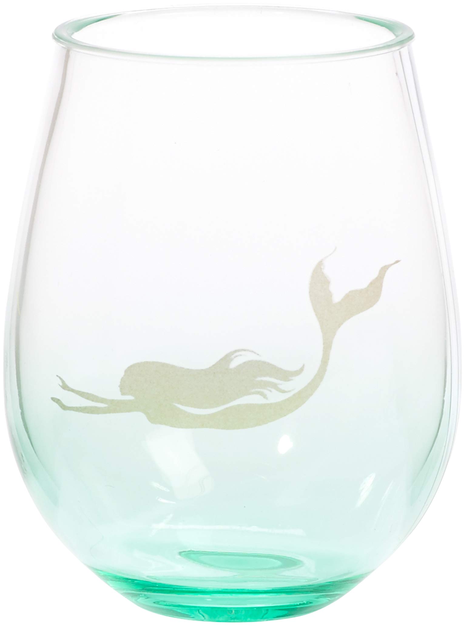 C.R. Gibson QWG2O-20886 Mermaids Single Stemless Wine Glass, Plastic, Gold