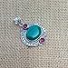Malachite & Garnet Pendant, 925 Sterling Silver, Designer Pendant, Antique Jewelry, Statement Necklace, Handmade Pendant For Women, Boho Style, Green ~ Oval Gemstone Pendant, Gift For Her/Him