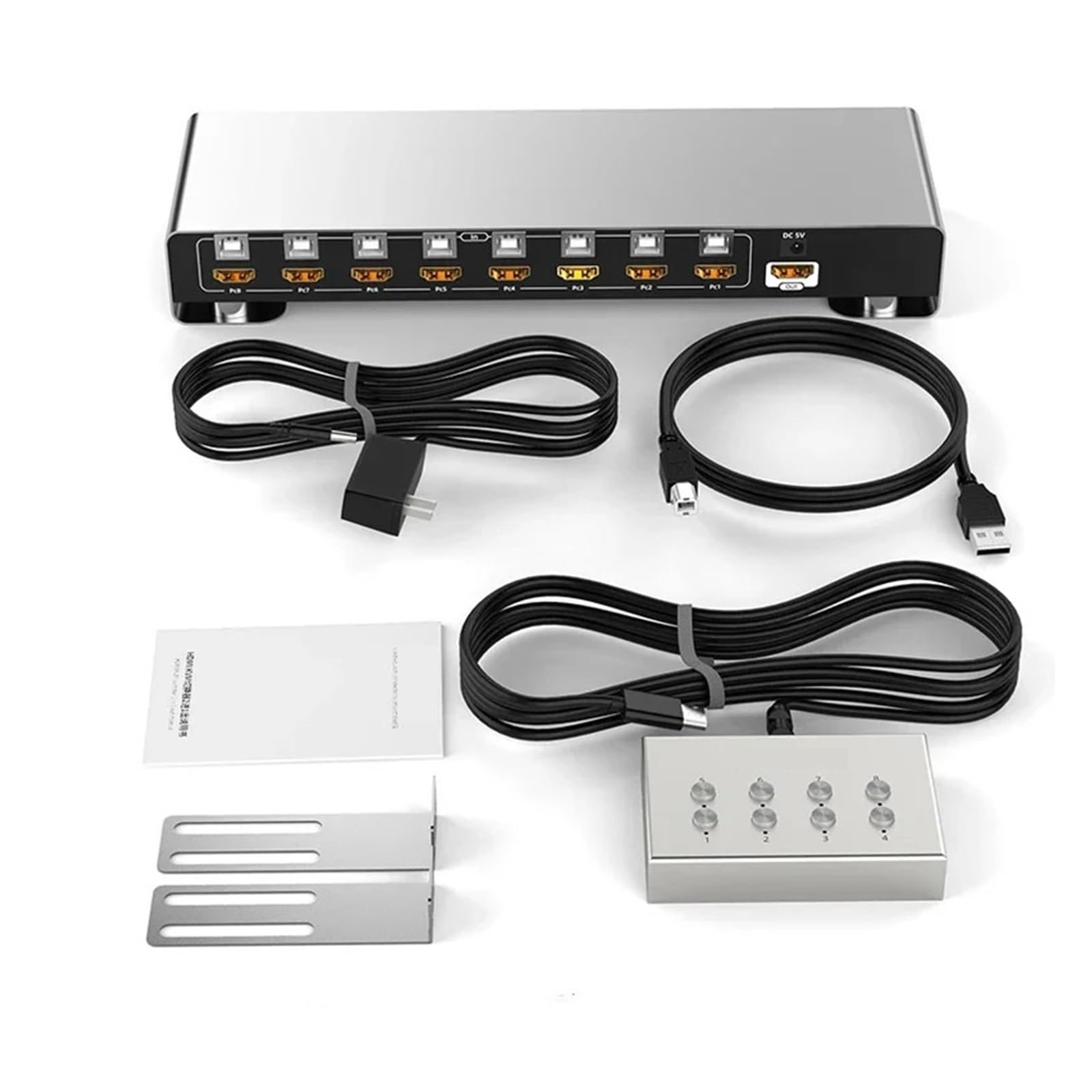 Unnlink 4K USB KVM Switch 8 Port 8 Urządzenia Udostępniają 1 Monitor 4 USB Z Kontrolerem Do Myszy Klawiatury Drukarki Dysk Rozszerzający