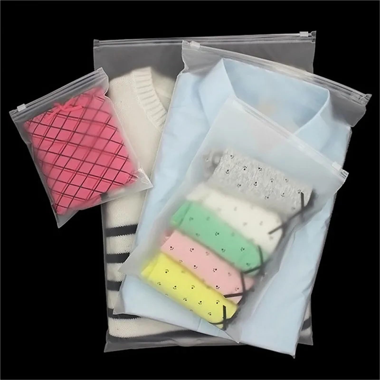 Bolsas de plástico esmerilado for embalaje, 100 unidades, for viaje, impermeables, con cierre cremallera y autoselladas Organizadores de Viaje(10x15cm)