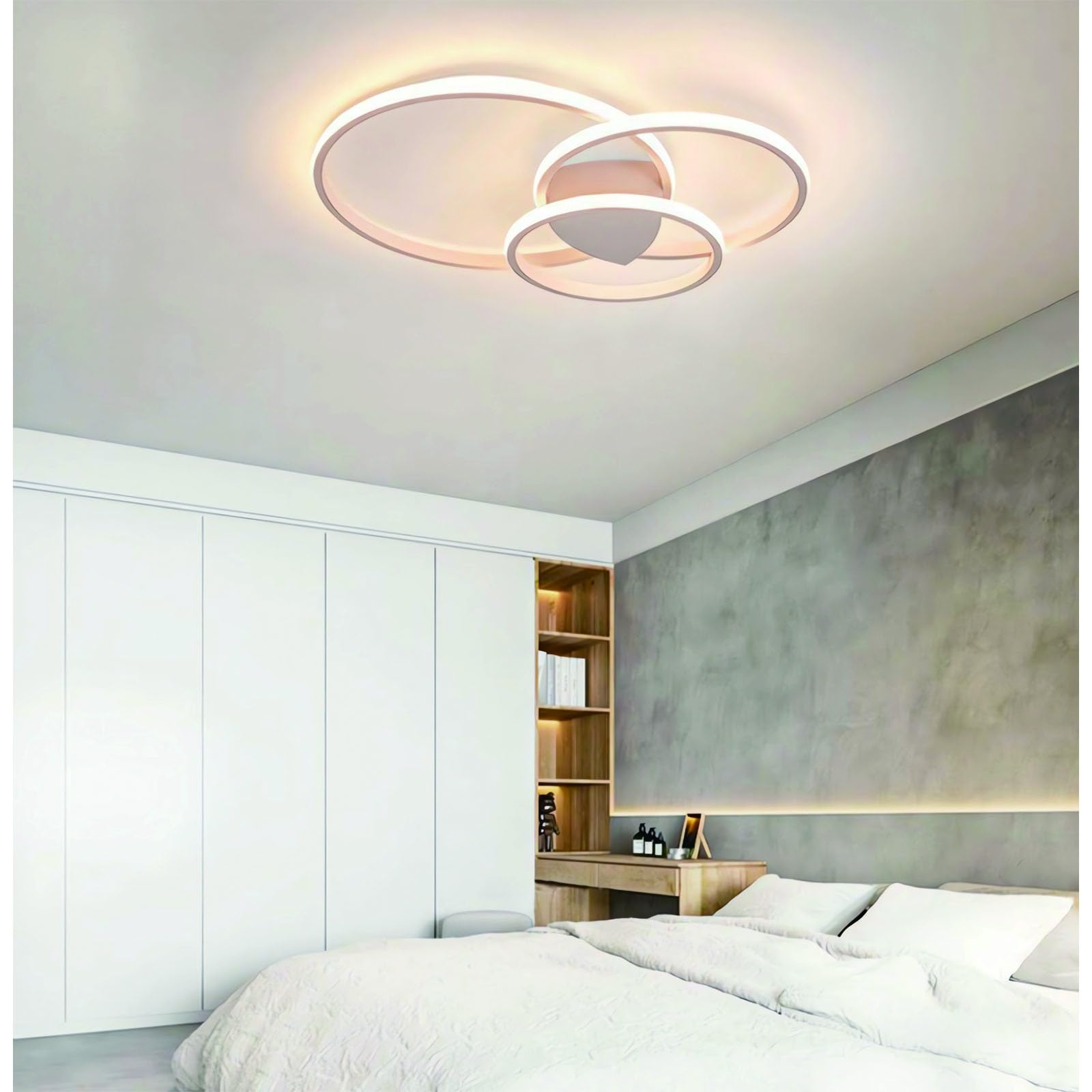 Nowoczesna lampa sufitowa LED okrągła Ściemnialne lampy sufitowe LED z pilotem 2 rozmiary 36W-54W Lampa sufitowa LED do przedpokoju biura sypialni kuchni salonu sypialni lampy sufitowe (Biały, 55CM)