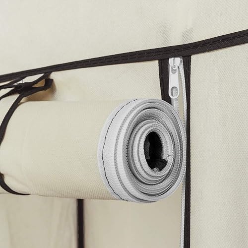 Miniatura 3 de Armario de ropa portátil de 67 pulgadas, 12 estantes, 4 bolsillos laterales, color beige, para dormitorio, entrada, sala de estar