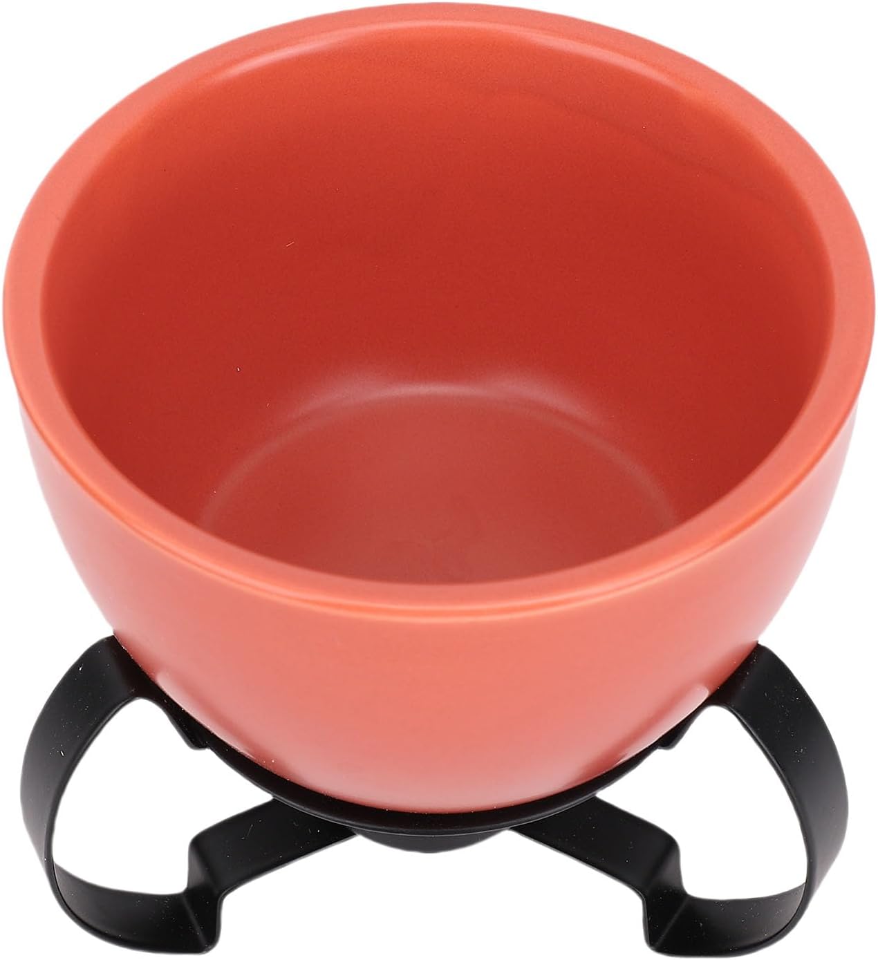 Cheese Fondue Pot, Hand Painted European Style Melting Pot for Chocolate Cheese with Detachable Metal Stand, Sturdy Base for Even Heat Distribution (Orange)