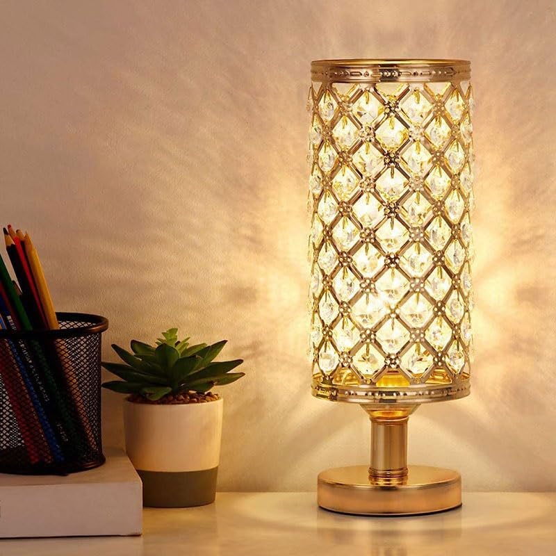 Lampka biurkowa Prosta kryształowa lampa stołowa do jadalni, sypialni, stolika nocnego Lampka nocna
