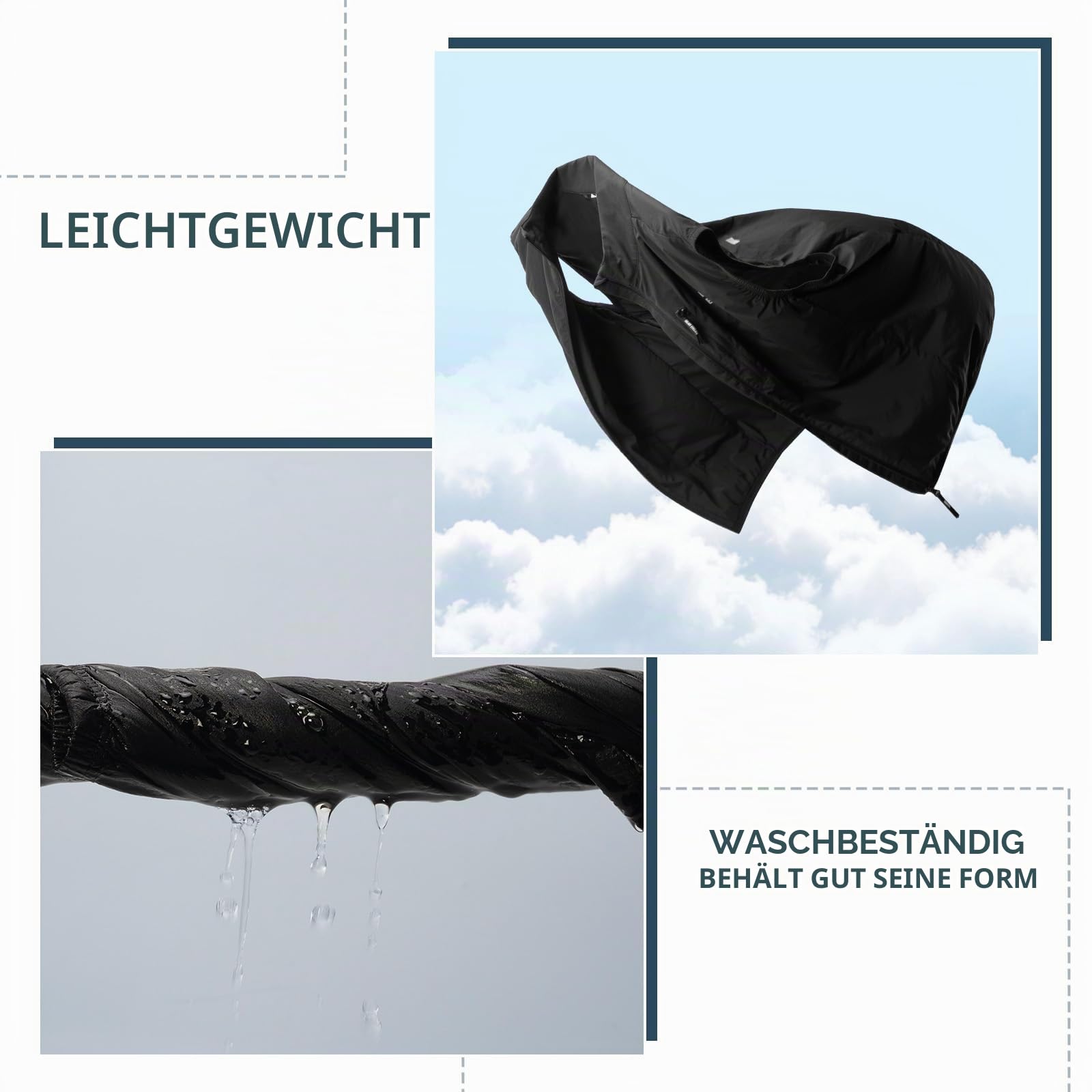 ROCKBROS Fahrradweste Herren, Ultraleichte 3M Thermo Isolierung Windweste, Winddicht Atmungsaktives Reflektierend Kompakt ärmellose Radweste, Schwarz M-4XL