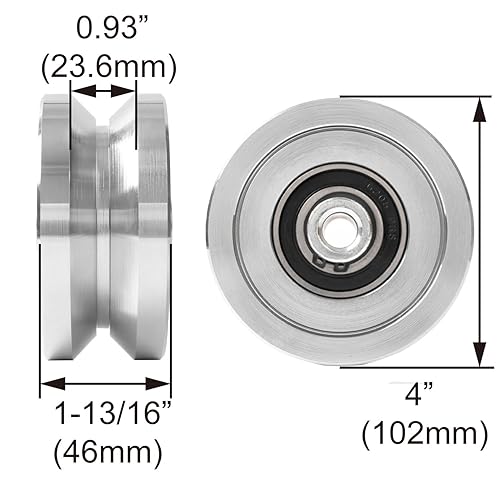 Miniatura 5 de Gudwells Puerta deslizante de 4 pulgadas, rueda con ranura en V, soporte de montaje externo atornillado, soporte de montaje externo, soporte de