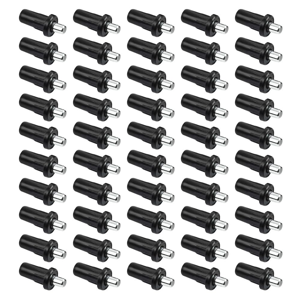 ZYAMY 50PCS Plastic Cabinet Door Repair Pins Shock Absorber Replacement Pins Expandable Pins Spring Loaded Furniture Fittings Connectors Cabinet Door Shoe Rack Pivot Repair Pins 25x7.5mm Silver Black
