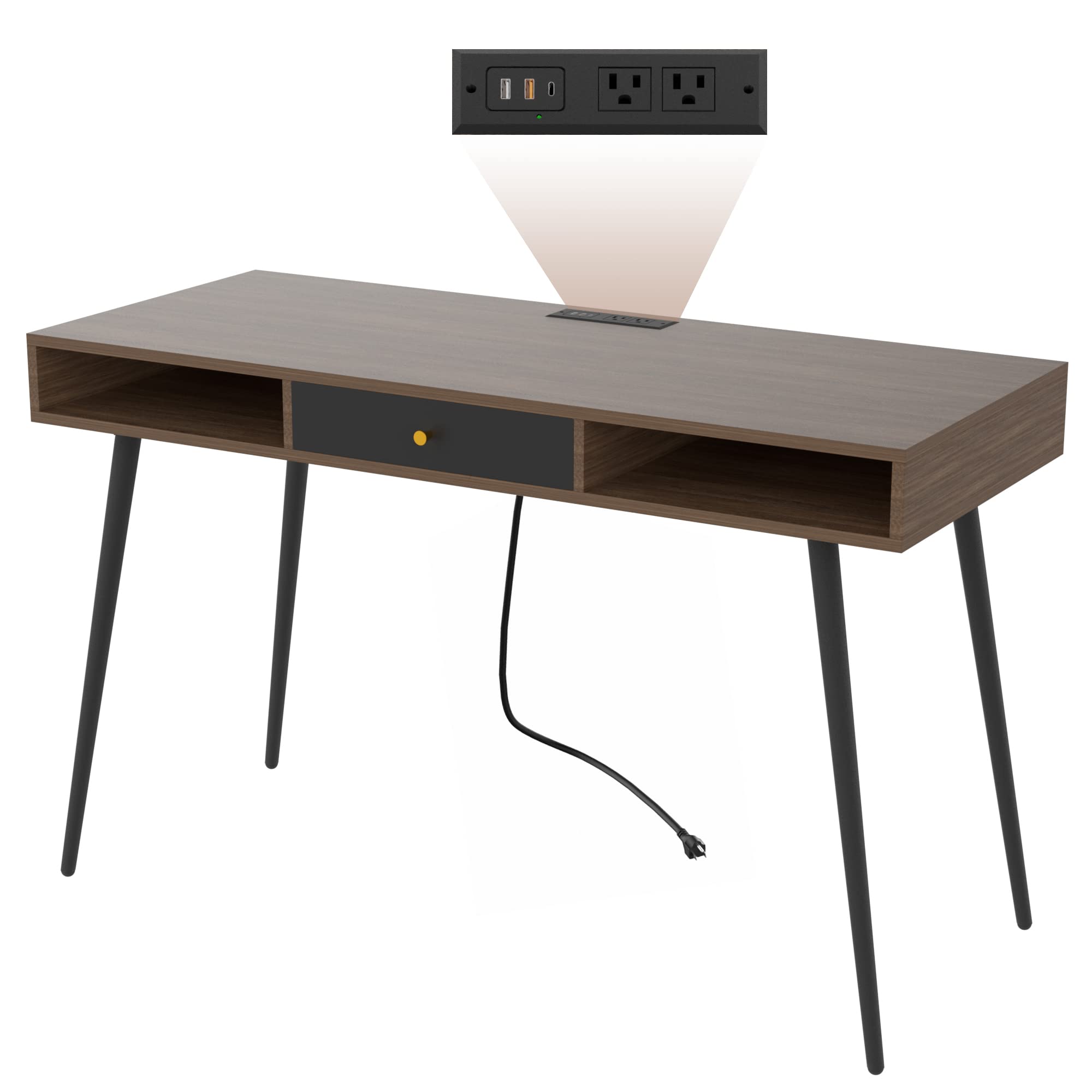 Amazon.com: Mid Century Desk with USB Ports and Power Outlet