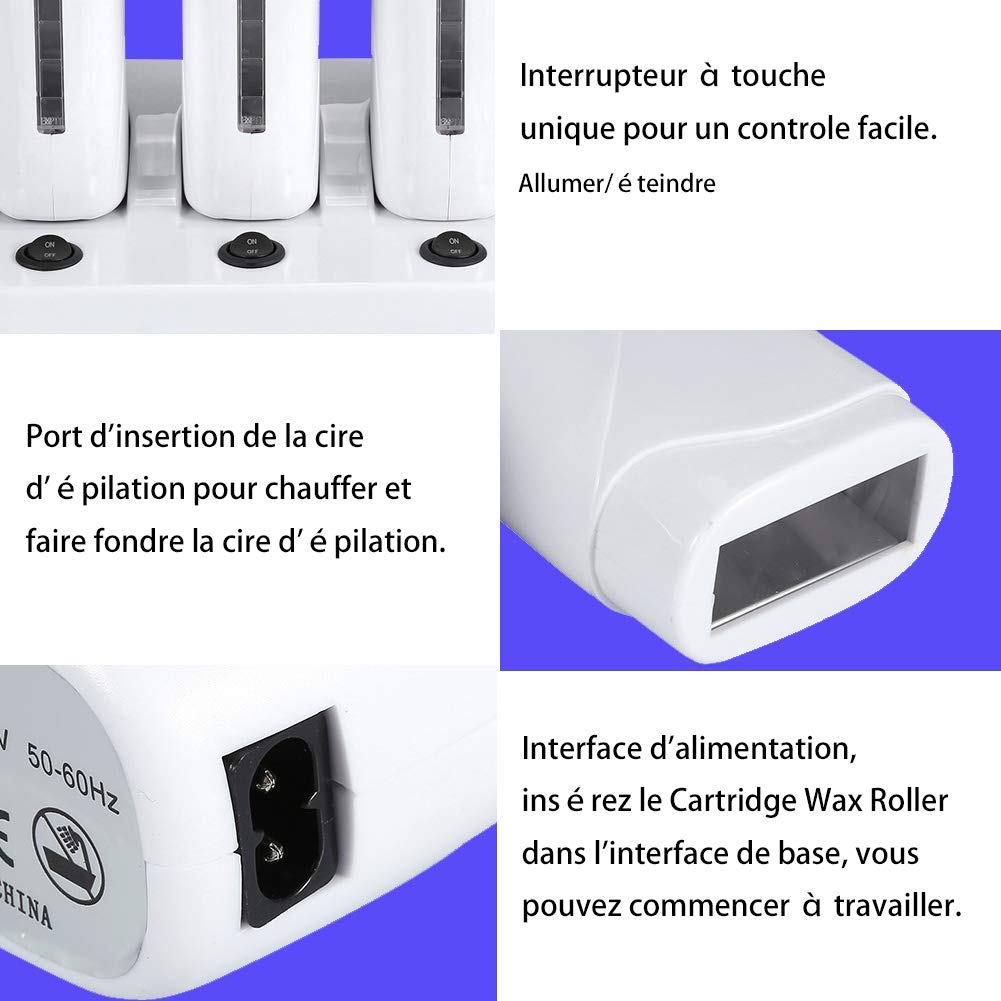 Tripla scalda cera Roll on Depilazione Epilatore professionale roll on Dispositivo cartucce cera depilazione