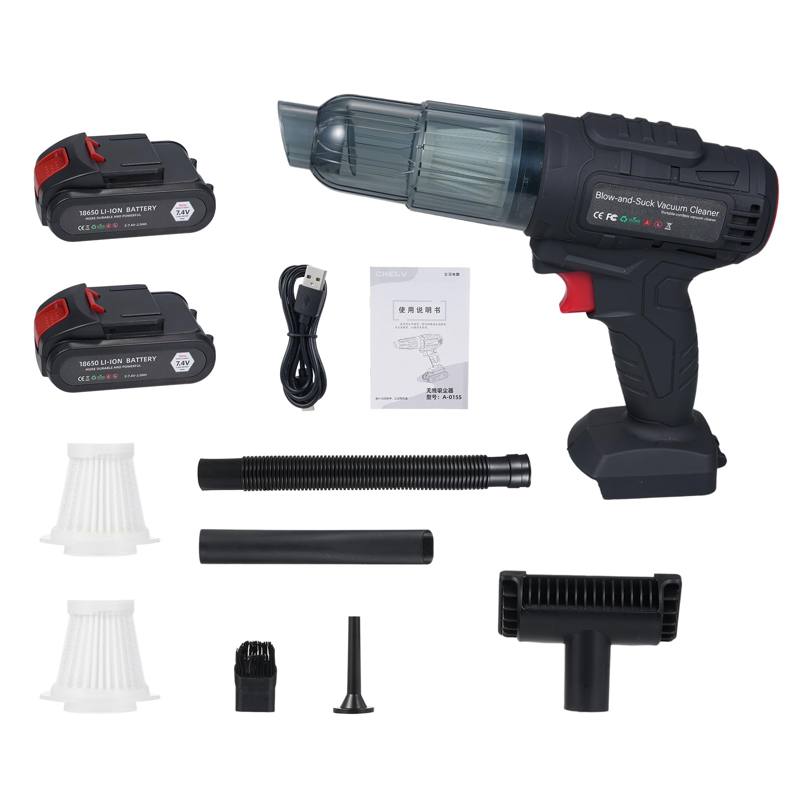 Aspirateur de voiture portable 2 en 1 HUIOP sans balais avec sac de transport