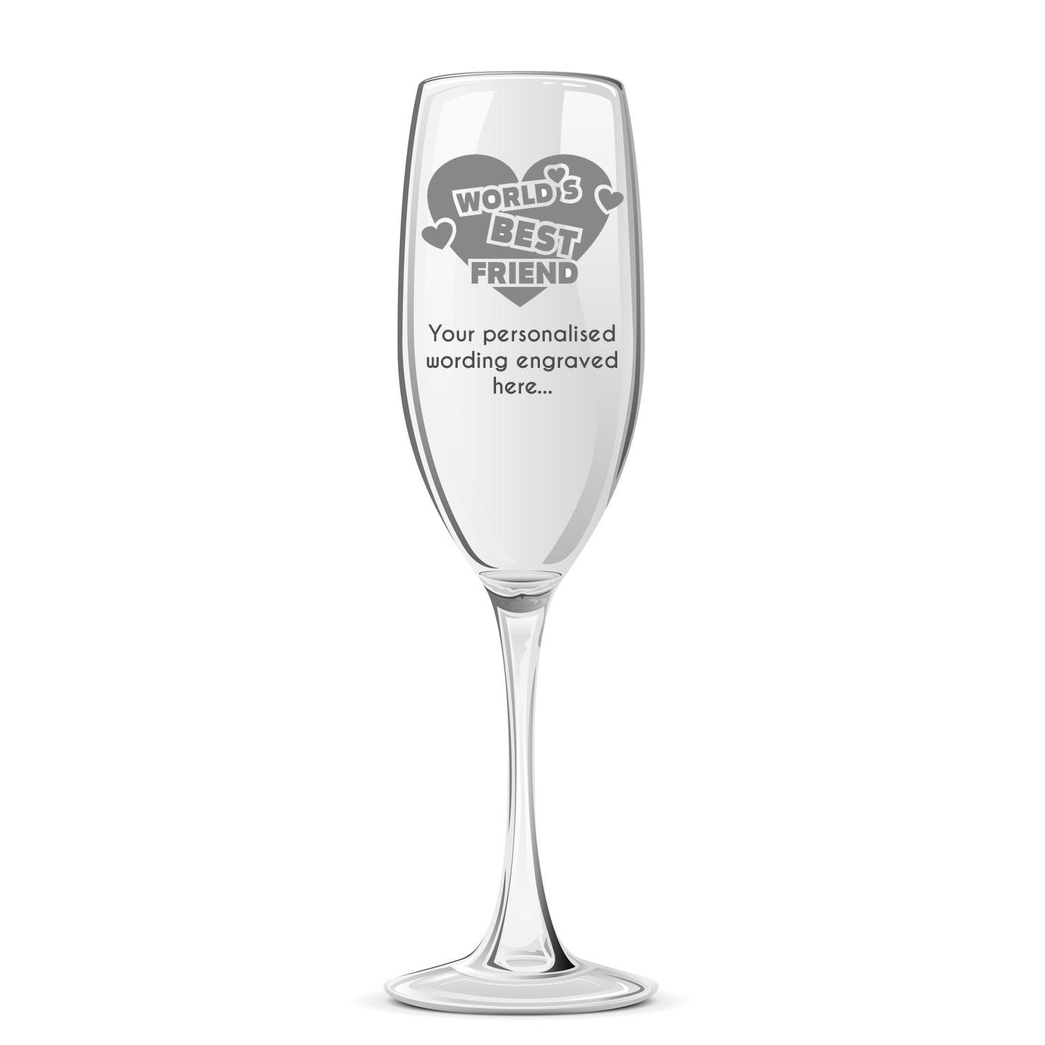 Ukgiftstoreonline Transparent Best Friend Sentiment Personalised Engraved Champagne Prosecco Glass