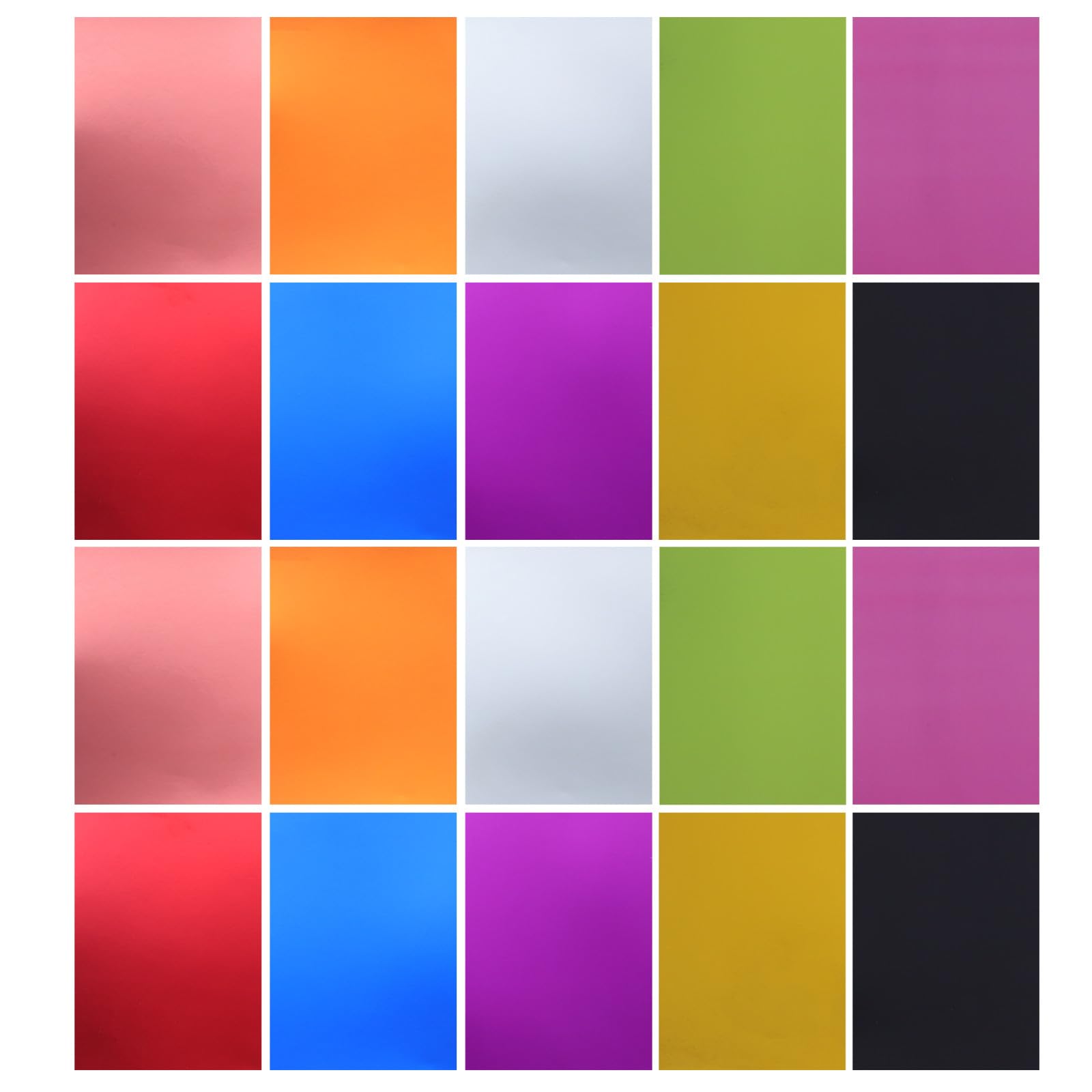 Gatuida 50 fogli di cartoncino metallizzato glitterato, 10 colori, 21,6 cm | 10 colori, superficie lucida a specchio su un solo lato, fogli riflettenti scintillanti formato A4, per principianti, amanti