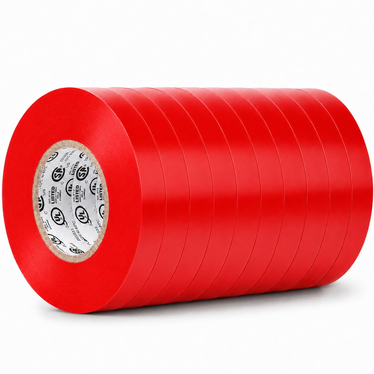 GGR Supplies EL-766AW Red General Purpose Electrical Tape, 3/8 Inch x 66 Feet, 7 Mil PVC, UL/CSA Listed Core, 600V Flame-Retardant Insulation for Wire Splicing, Bundling &amp; Color Coding, Pack of 10