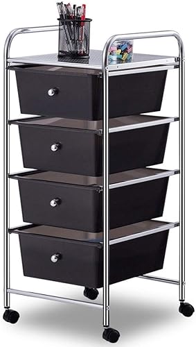 Vista 38 de Giantex - Carrito de almacenamiento con ruedas, 12 cajones, organizador para herramientas, papelería, álbum de recortes, para oficina o escuela
