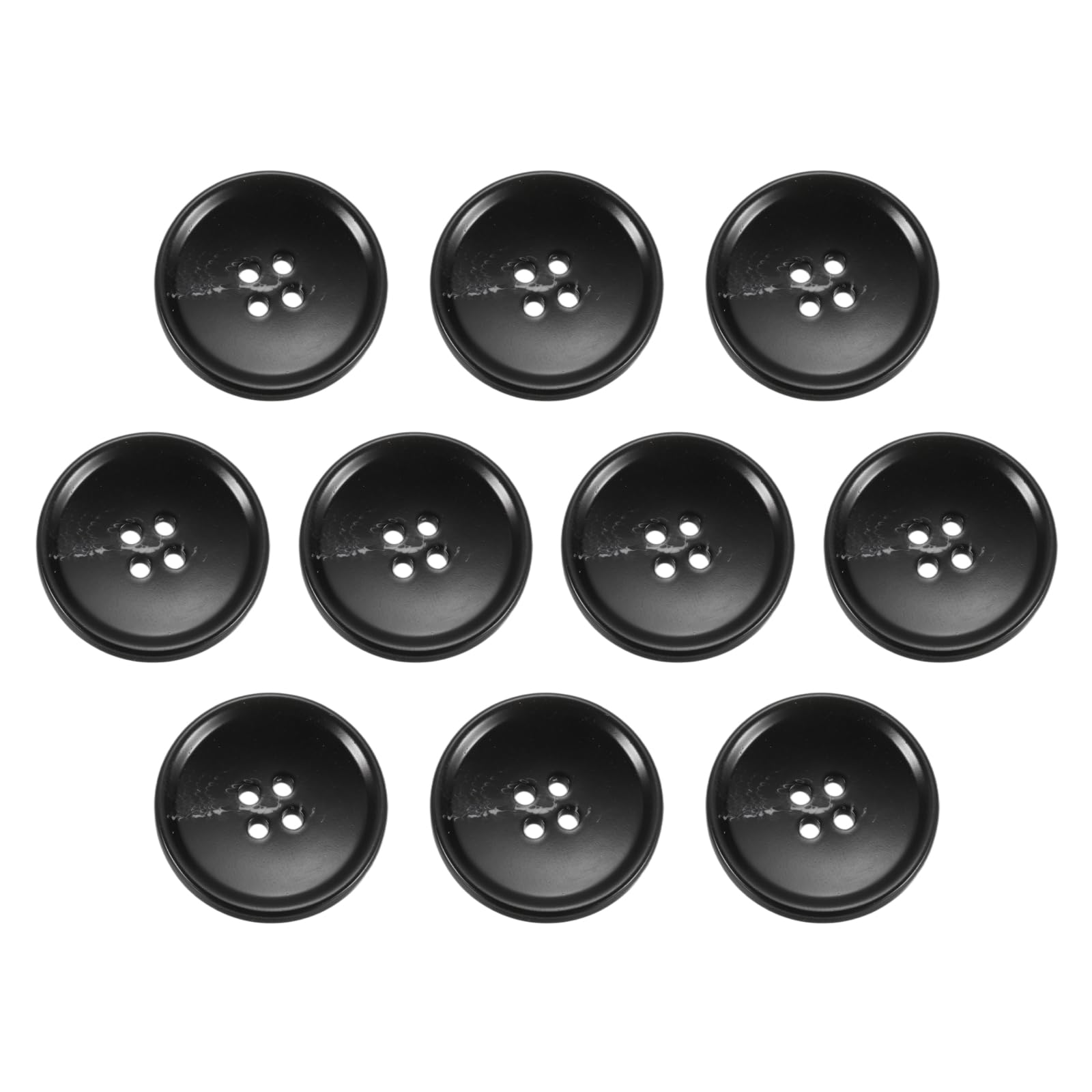 sourcing map 10pcs Resin Sewing Button, 28mm 1 1/8-Inch 4 Holes Round Pattern Flatback Buttons for Coat, Suits, Clothes Garment & DIY Crafts, 4#Black