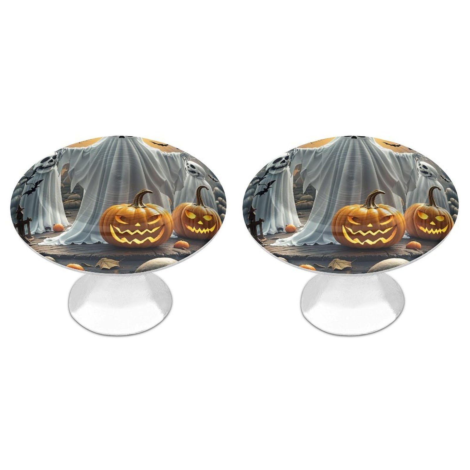 FekiLoot Pumpkin Lantern Ghost Cabinet Knob 2 Pack Mini Round Drawer Pulls Stainless Steel Dresser Drawer Knobs Kitchen Drawer Hardware for Bathroom Dresser Closet Door Knobs