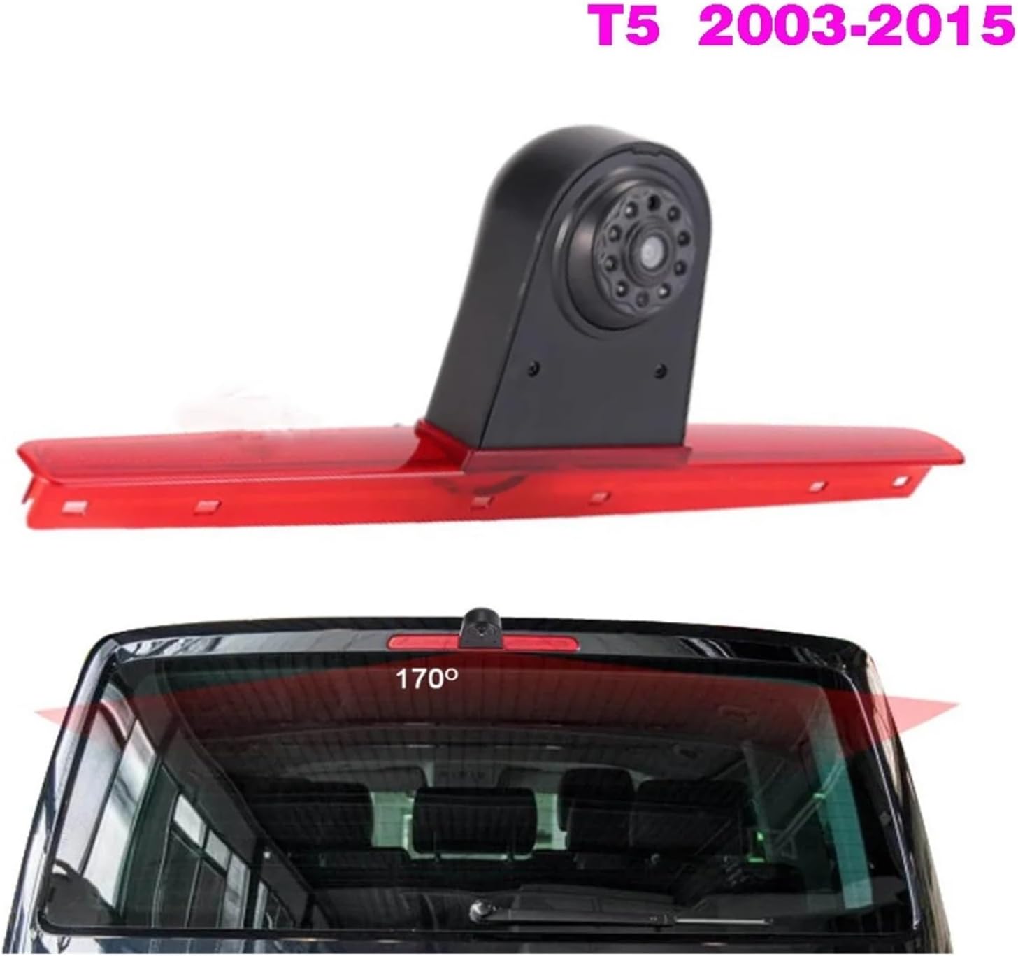 CCD Car Brake Light Reverse Camera Compatible with VW Transporter T5 2003-2015 LED Light Parking Rear View Camera