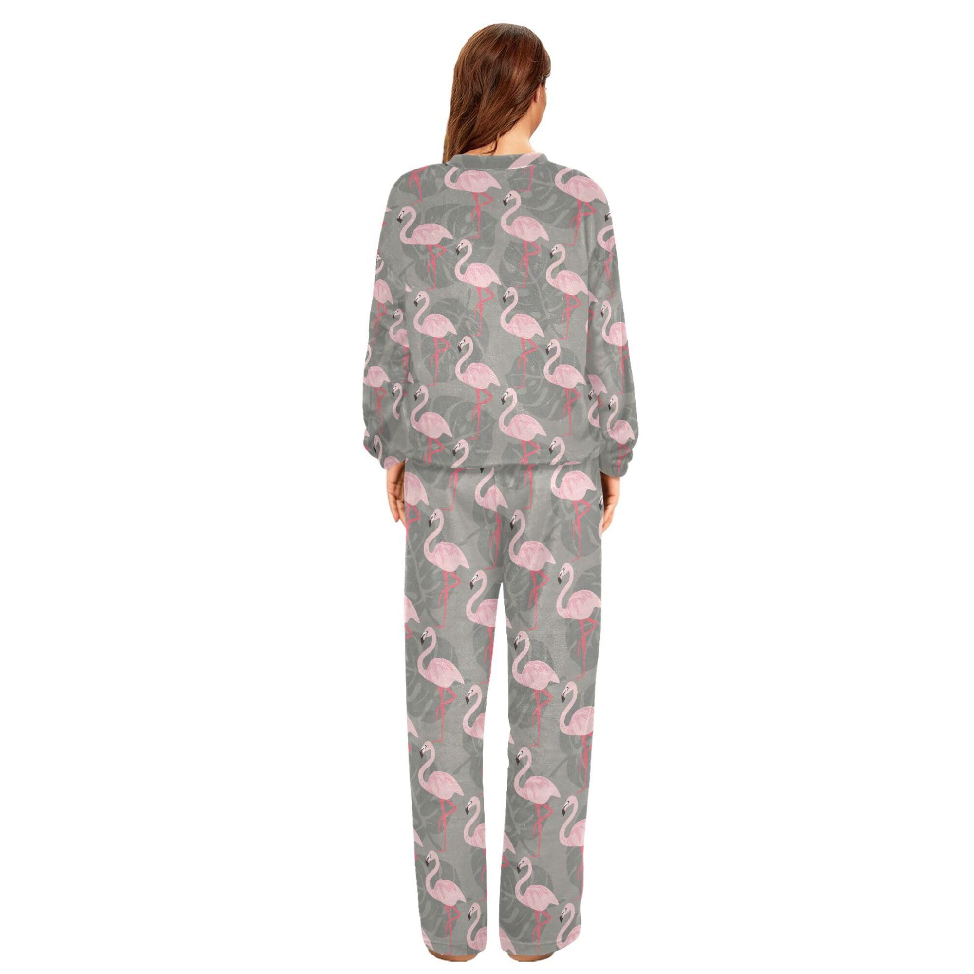 ALAZA Conjunto de pijama de forro polar para mujer, ropa de dormir de dos piezas, ropa de dormir térmica, súper suave, talla S