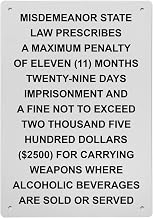 Tennessee Misdemeanor State Law Sign, 8.5 x 11 in" OSHA Compliant Alcohol Drugs Sign, Weatherproof Plastic, UV resistant & Easy-to-Read Signage