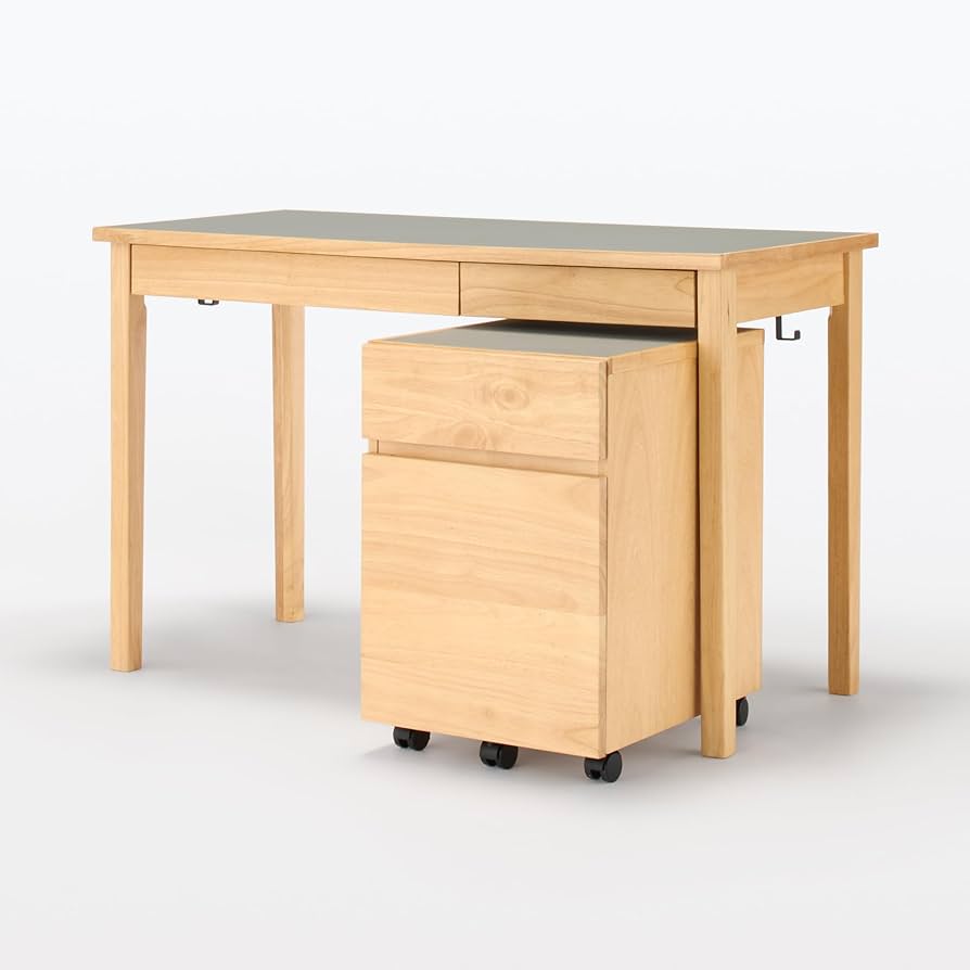 MUJI/無印良品 リノリウム天板 オーク材 木製デスク デスク棚付き 美品 号外】無印良品の「木製デスク」にリノリウム天板モデルが登場