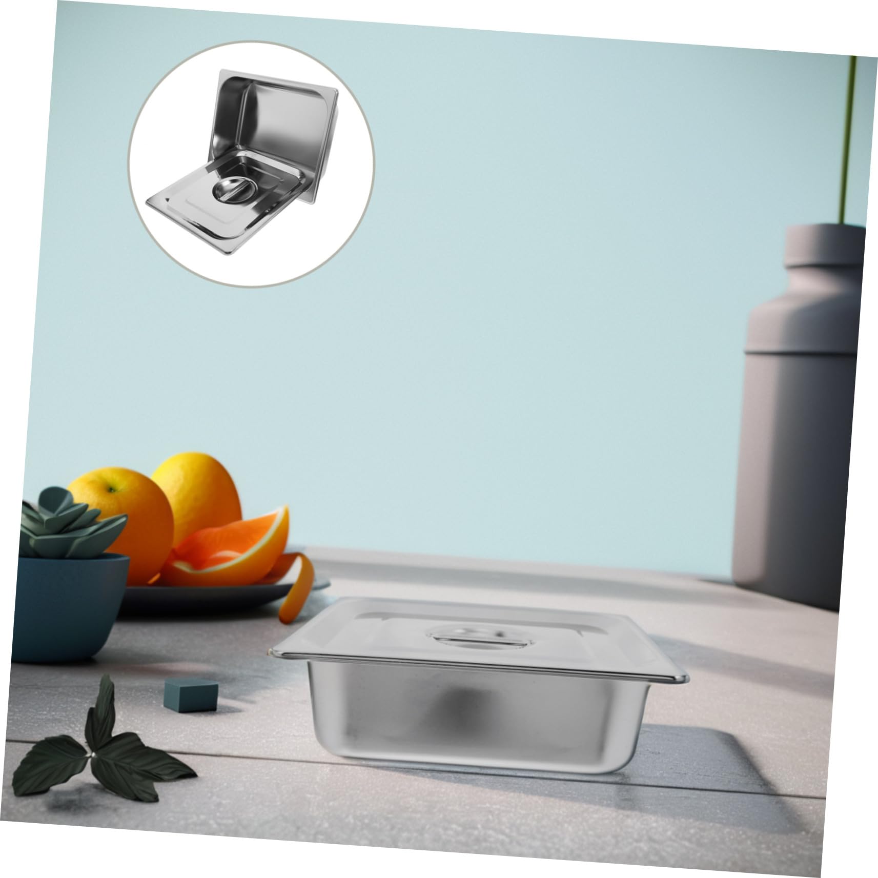 Uonlytech Bacs de Buffet en Acier Inoxydable 1/2 Gn 33x265x100 Mm avec Couvercle Hermétique, Plats Gastronorms Robustes pour Restauration Professionnelle, Service Traiteur Cuisine