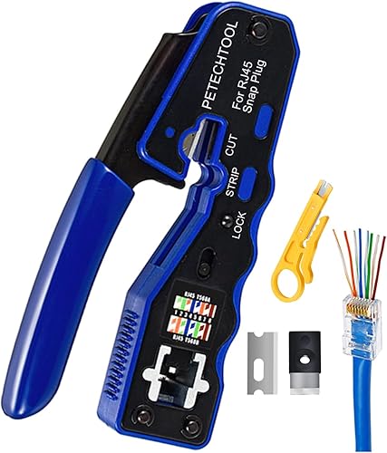 Herramienta de crimpado RJ45 Pass Through Crimper Cutter para Cat6a Cat6 Cat5 Cat5e 8P8C Conector modular Ethernet Herramienta de alambre todo en uno