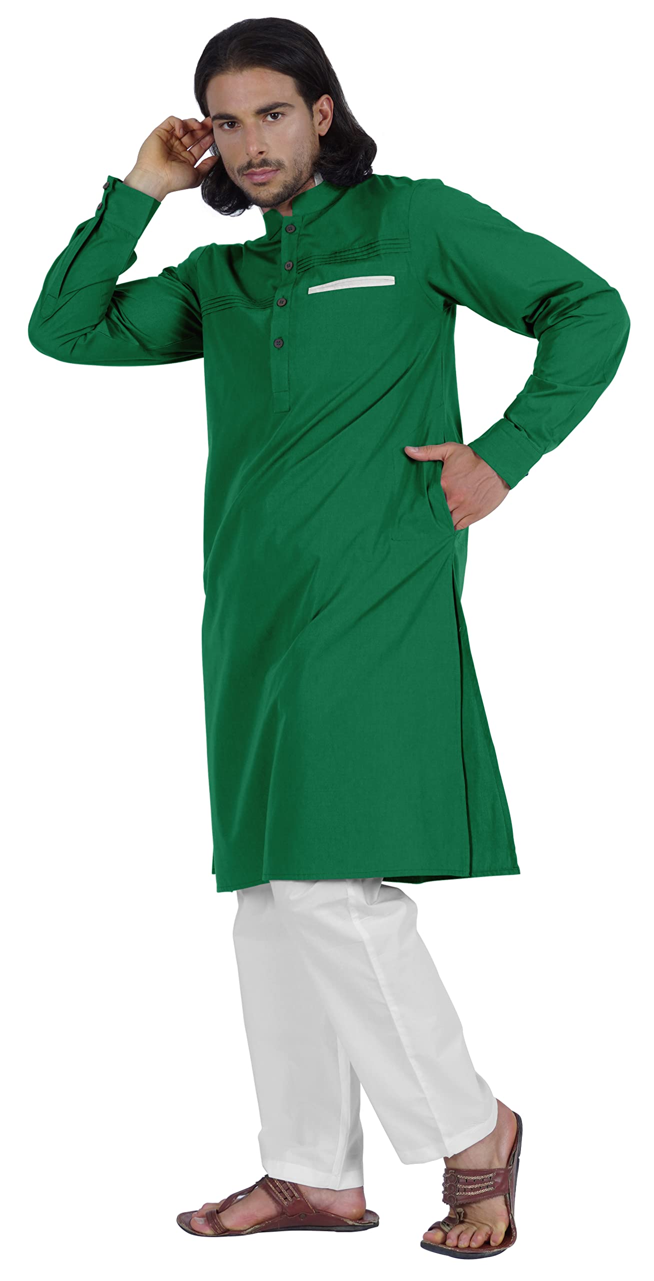 Atasi Herren Henley Welt Tasche Lange Kurta Feste Indische Ethnische Kleidung Für Männer