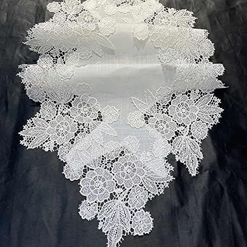 NA White Lace Table Runner Polyester Table Runner Embroidery Small Table Runner for Home Wedding Party Wedding Festival Decoration(90 * 35cm)