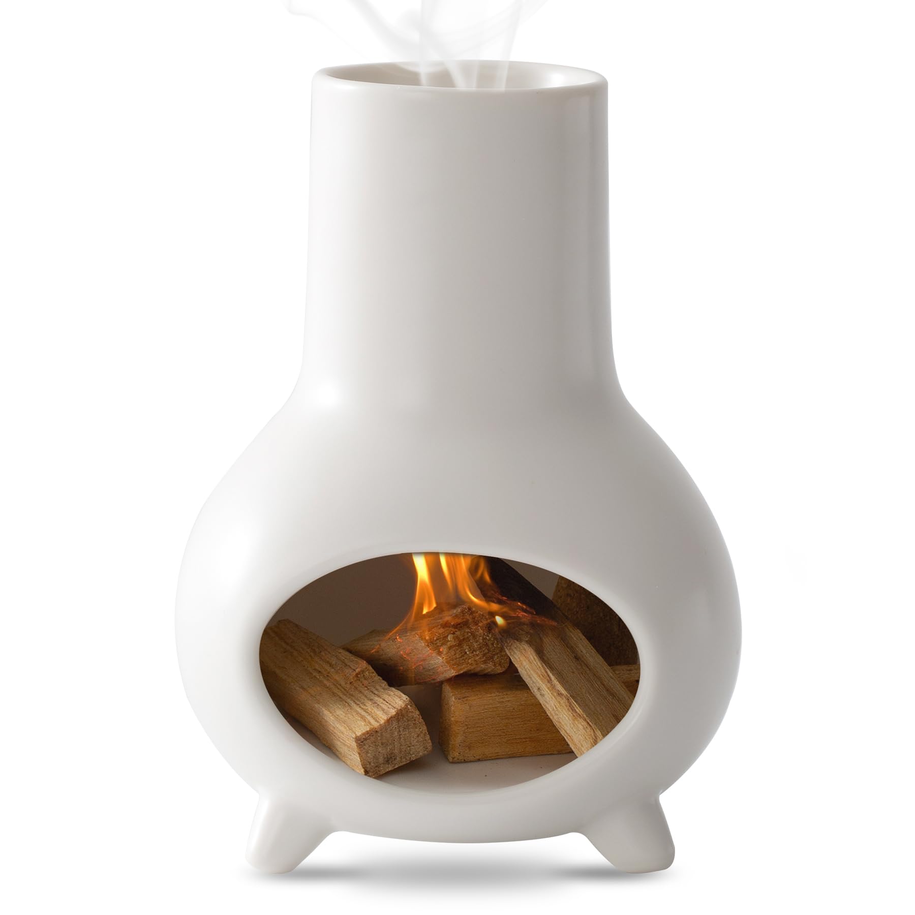 Palo Santo Holder, Handmade Ceramics Incense Burner, Smudge Bowl for Meditation Yoga, Chimeneas Incense Holder, Incense Burner Zen Home Decor (White)