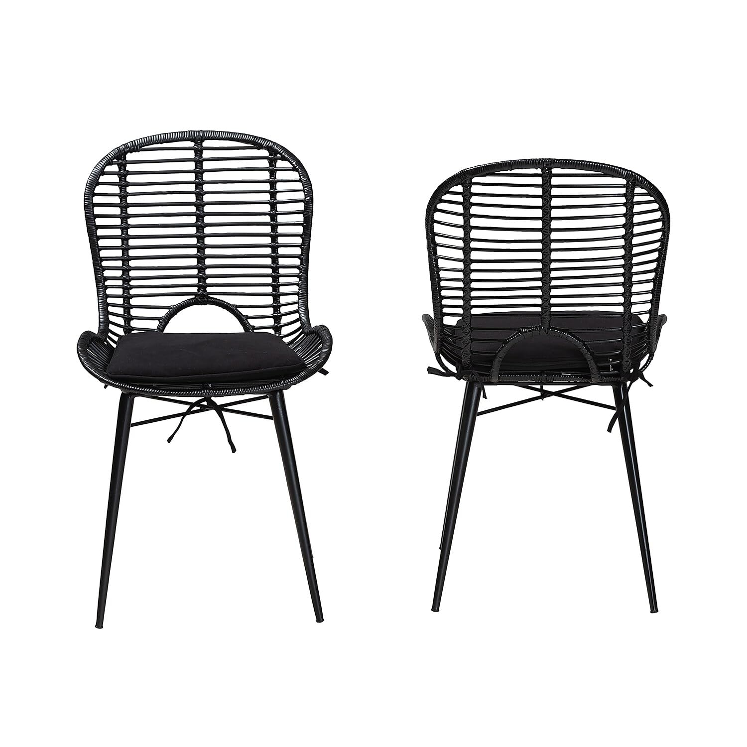 Brenna - Silla de comedor de ratán bohemia, color negro, 2 juegos (231-2P-12827-HT) 2