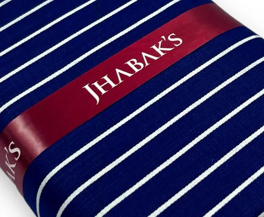 Image of JHABAK'S Unstitched Premium Cotton Blend Strip Shirt & Trouser Fabric - 2.25 Meter Shirt Cloth - 1.30 Meter Pant Piece (Set of 2)