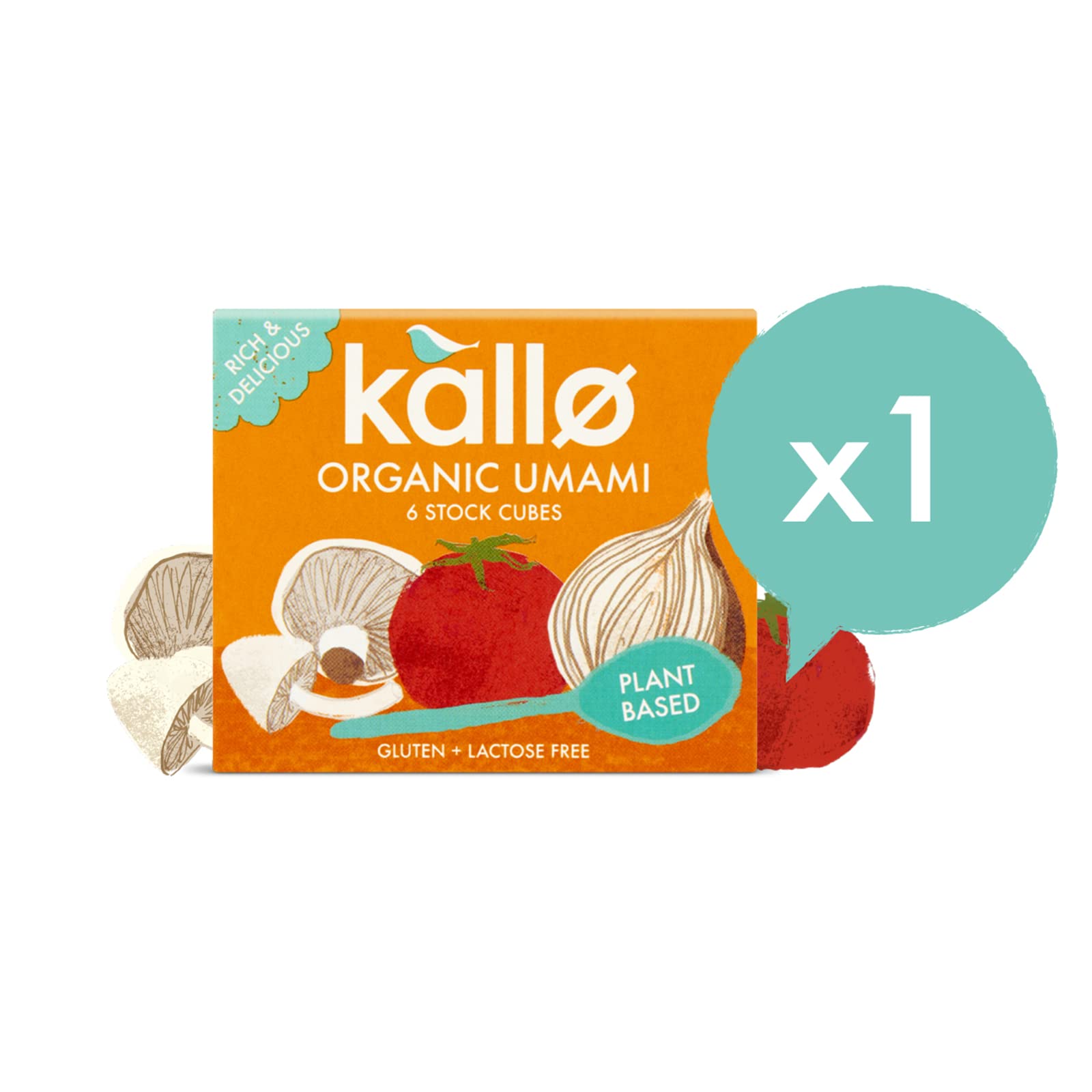 Kallo Organic Umami Stock Cubes, Gluten Free, Vegan & Coeliac Friendly, No Artificial Colours, Flavours or Preservatives, Premium Vegetable Stock for Broth, Soup, Sauce & Gravy, 6 Pack - 6 x 11g