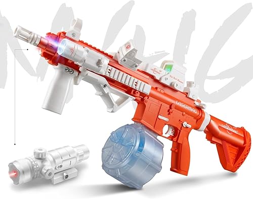 LASERMAG Pistola de bolas de gel, pistola automática de bolas con 60000 cuentas de agua e infrarrojos, acción extensible de 3.9 in, pistolas Orby