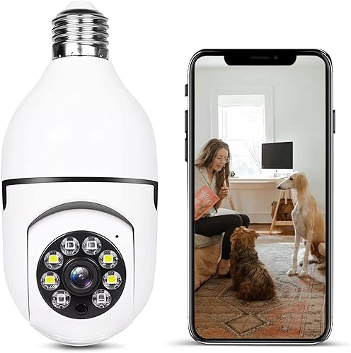 Cámara de seguridad con bombilla 24 GHz y 5 G inalámbrica WiFi para exteriores enchufe de luz E27 1080p interior para sistema de cámara doméstica - 1
