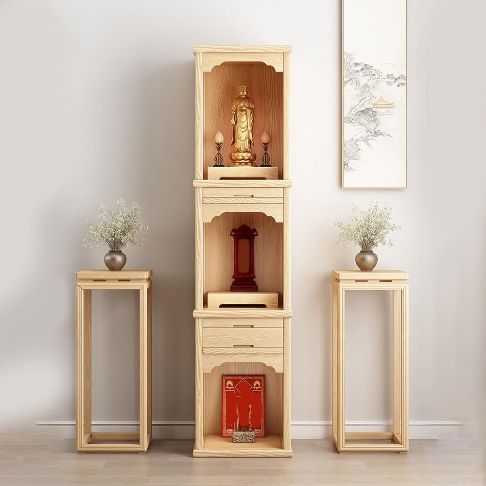 Tavolo Altare in Legno Massello 3 Strati Buddista Armadio Santuario Decor