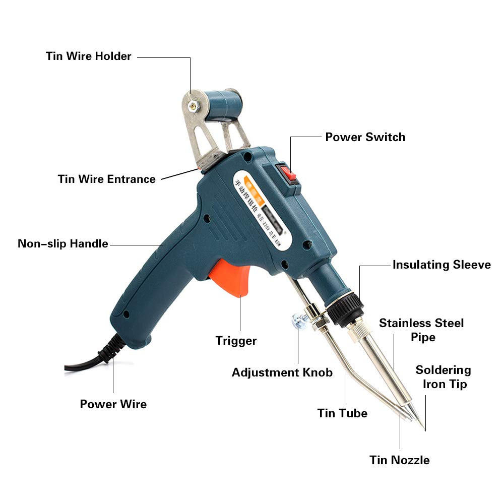 Wiring Connecting Terminals - 220V 60W External Thermal Manual Welding Automatic Feed Soldering Iron Electric Temperature Tool Adjustable Solder Tool Kit Fast