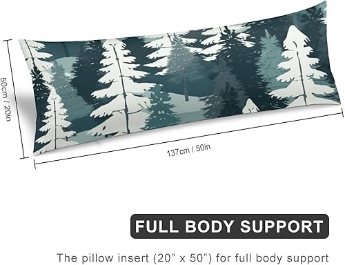 Miniatura 2 de Funda de almohada corporal con diseño de bosque nevado de invierno, pinos, escena, respaldo largo, funda protectora de almohada para feliz año