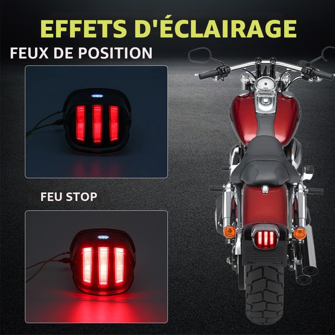 Feu arrière LED moto avec clignotant intégré