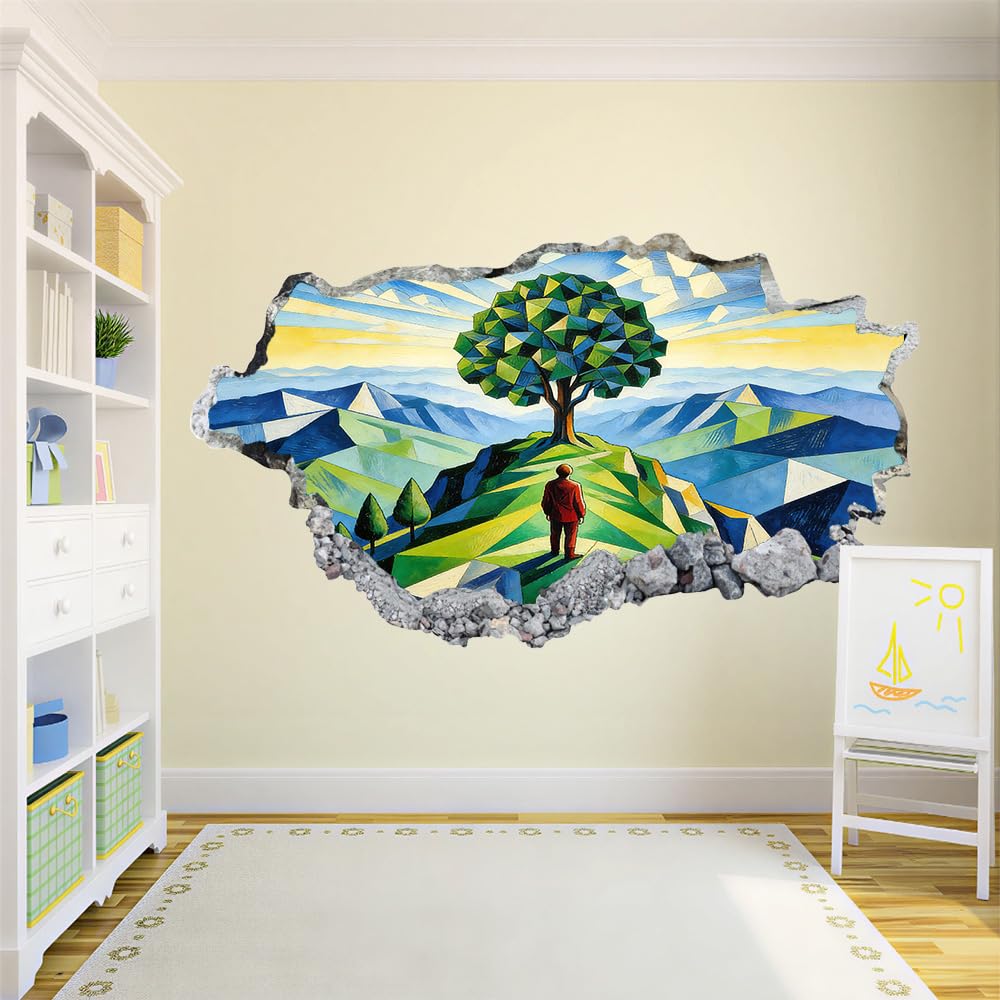 Decorazione da parete 3D, Susa Tattoo Smashed Art Decalcomanie per poster rimovibili, Paesaggio Geometrico Decalcomanie in vinile Decorazioni per la casa Camera dei Nursery Decor